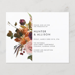 Prospectus 11,4 Cm X 14,2 Cm Flore d'automne Faire-part de mariage