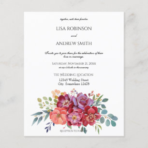 Prospectus 11,4 Cm X 14,2 Cm Flore rose rose tropicale blanche V2 Mariage circu
