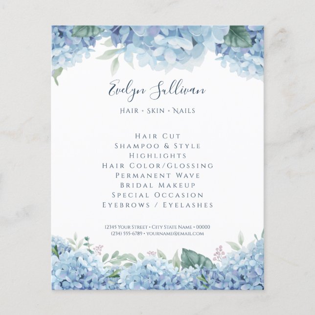 Prospectus 11,4 Cm X 14,2 Cm Flyer Blue Hydrangea (Devant)