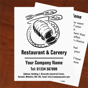 Prospectus 11,4 Cm X 14,2 Cm Flyer de conception de dessin animé de restaurant 