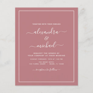 Prospectus 11,4 Cm X 14,2 Cm Flyer de mariage à typographie moderne rose poudré