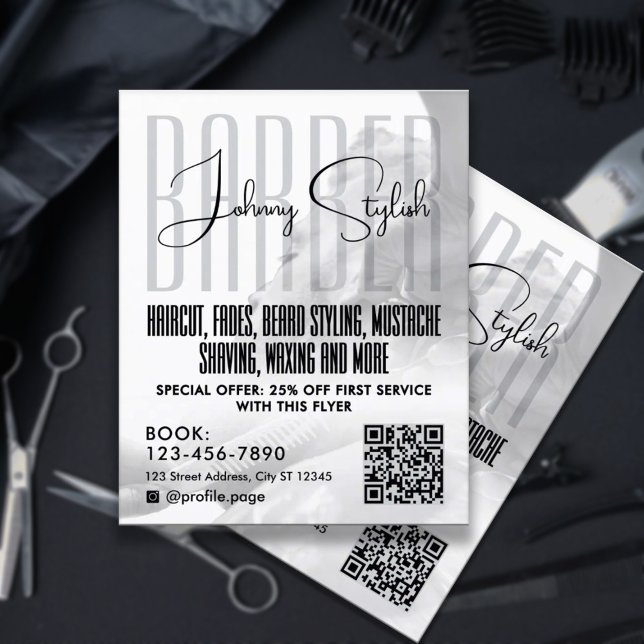 Prospectus 11,4 Cm X 14,2 Cm Flyer de salon de coiffure de style urbain moderne (Créateur téléchargé)