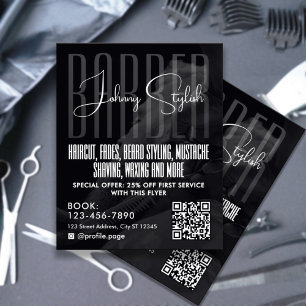 Prospectus 11,4 Cm X 14,2 Cm Flyer de salon de coiffure de style urbain moderne