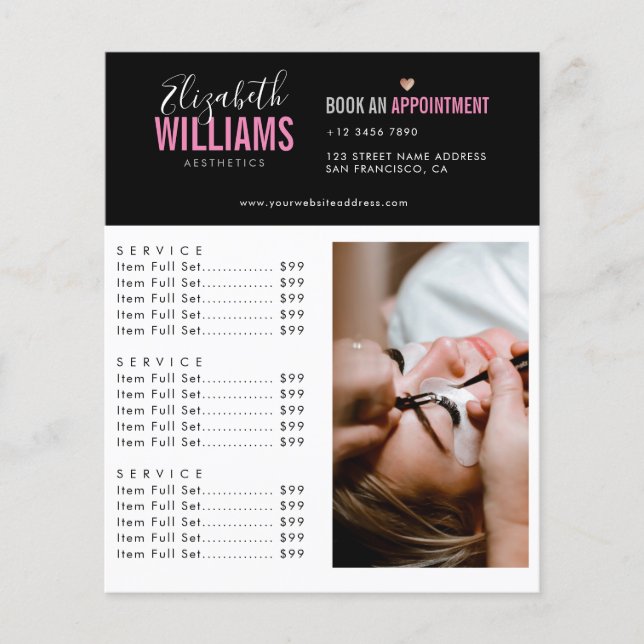 Prospectus 11,4 Cm X 14,2 Cm Flyer du Salon de Beauté Black Pink (Devant)