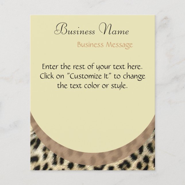 Prospectus 11,4 Cm X 14,2 Cm Flyer Empreinte de léopard (Devant)