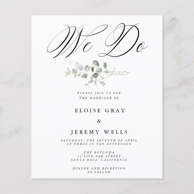 Prospectus 11,4 Cm X 14,2 Cm Flyer Faire-part de mariage budgétaire (Devant)