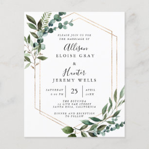 Prospectus 11,4 Cm X 14,2 Cm Flyer Faire-part de mariage budgétaire