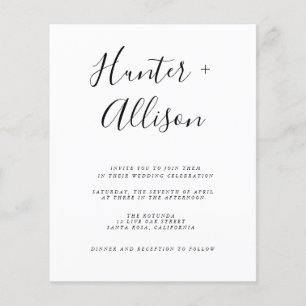 Prospectus 11,4 Cm X 14,2 Cm Flyer Faire-part de mariage budgétaire