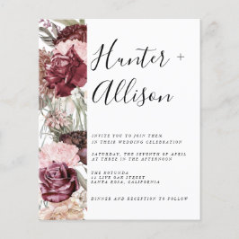 Prospectus 11,4 Cm X 14,2 Cm Flyer Faire-part de mariage budgétaire