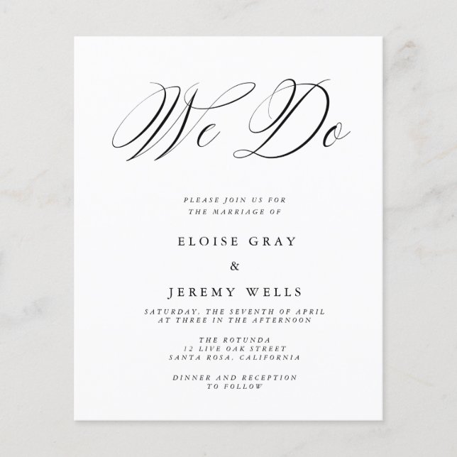 Prospectus 11,4 Cm X 14,2 Cm Flyer Faire-part de mariage budgétaire (Devant)