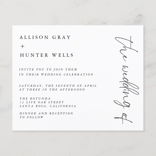 Prospectus 11,4 Cm X 14,2 Cm Flyer Faire-part de mariage budgétaire (Devant)