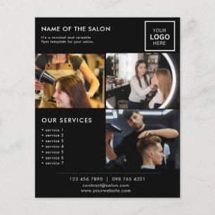 Prospectus 11,4 Cm X 14,2 Cm Flyer photo marketing minimaliste noir pour salon