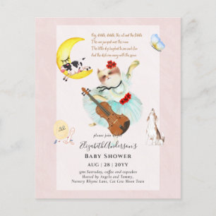 Prospectus 11,4 Cm X 14,2 Cm Flyer pour une Baby Shower sur le thème de comptin