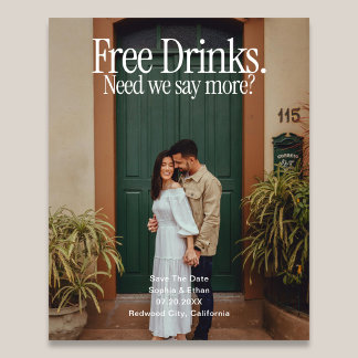 Prospectus 11,4 Cm X 14,2 Cm Free DrinksRetro Photo Wedding Save The Date Flyer