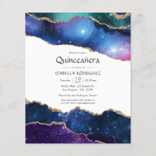 Prospectus 11,4 Cm X 14,2 Cm Galaxy Agate Quinceañera Invitation