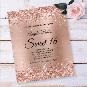 Prospectus 11,4 Cm X 14,2 Cm Glitterie Rose léger Gold Sweet 16 Papier