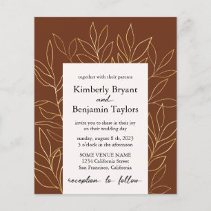 Prospectus 11,4 Cm X 14,2 Cm Gold Foliage Luxe Faire-part de mariage en terre c