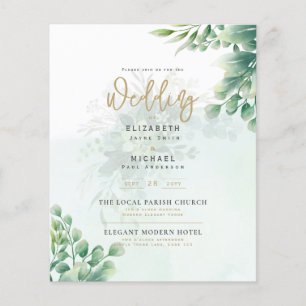 Prospectus 11,4 Cm X 14,2 Cm Green Gold PHOTO Mariage Inviter BUDGET