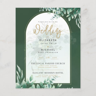 Prospectus 11,4 Cm X 14,2 Cm Green Gold PHOTO Mariage Inviter BUDGET Circulaire