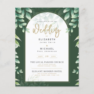 Prospectus 11,4 Cm X 14,2 Cm Green Gold PHOTO Mariage Inviter BUDGET Circulaire
