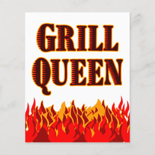 Prospectus 11,4 Cm X 14,2 Cm Grill Queen Red Flames Custom Flyer Template