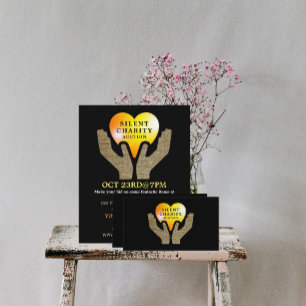 Prospectus 11,4 Cm X 14,2 Cm Heart in Hands, Silent Charity Auction Event