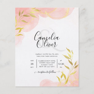 Prospectus 11,4 Cm X 14,2 Cm INK Coral Peach Gold Feuilles de mariage Invitatio
