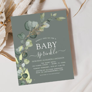 Prospectus 11,4 Cm X 14,2 Cm Invitation à la Baby Sprinkle Vert Sauge