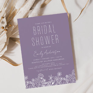 Prospectus 11,4 Cm X 14,2 Cm Invitation à la douche nuptiale Fleur sauvage viol