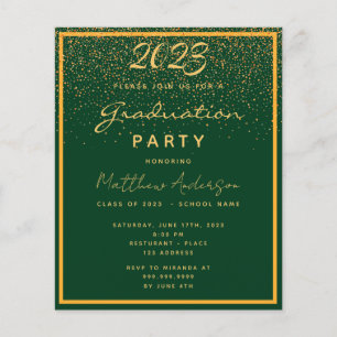 Prospectus 11,4 Cm X 14,2 Cm Invitation à la fête de graduation pour l'or vert 