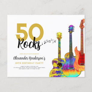 Prospectus 11,4 Cm X 14,2 Cm Invitation à la fête des 50 ans de la guitare