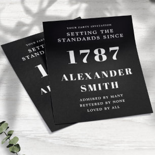 Prospectus 11,4 Cm X 14,2 Cm Invitation d'anniversaire du budget noir blanc