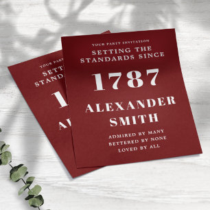 Prospectus 11,4 Cm X 14,2 Cm Invitation d'anniversaire du budget Rouge Blanc