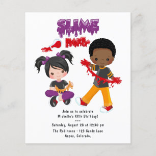 Prospectus 11,4 Cm X 14,2 Cm Invitation d'anniversaire pour une fête de slime m