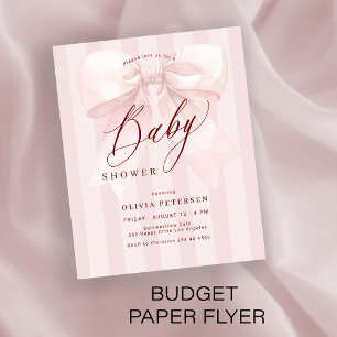 Prospectus 11,4 Cm X 14,2 Cm Invitation de baby shower fille à ruban rose bon m