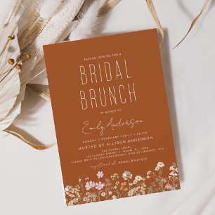 Prospectus 11,4 Cm X 14,2 Cm Invitation de Brunch Fleur sauvage orange brûlé