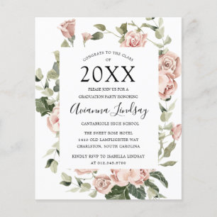 Prospectus 11,4 Cm X 14,2 Cm Invitation de la fête de graduation rose budget