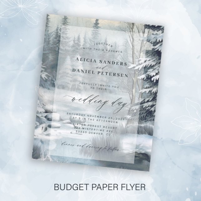 Prospectus 11,4 Cm X 14,2 Cm Invitation de mariage budget hiver neige forêt de  (Créateur téléchargé)