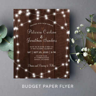 Prospectus 11,4 Cm X 14,2 Cm Invitation de mariage en bois avec lumières rustiq