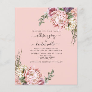Prospectus 11,4 Cm X 14,2 Cm Invitation de mariage floral à petit budget   Flye