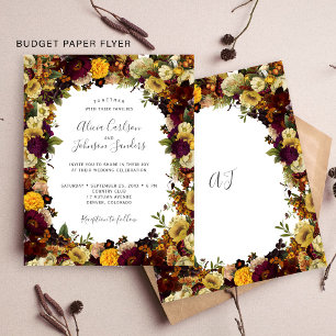 Prospectus 11,4 Cm X 14,2 Cm Invitation de mariage floral automnal à petit budg