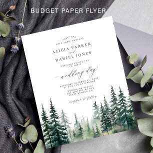 Prospectus 11,4 Cm X 14,2 Cm Invitation de mariage forestier avec des pins rust