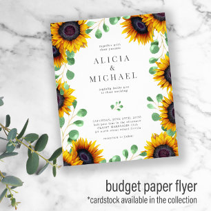 Prospectus 11,4 Cm X 14,2 Cm Invitation de mariage pas chère au tournesol et à 