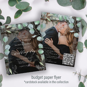Prospectus 11,4 Cm X 14,2 Cm Invitation de mariage photo eucalyptus code QR bud