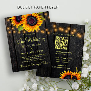 Prospectus 11,4 Cm X 14,2 Cm Invitation de mariage rustique au tournesol avec c