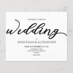 Prospectus 11,4 Cm X 14,2 Cm Invitation de mariage simple et économique. Flyer