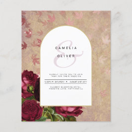 Prospectus 11,4 Cm X 14,2 Cm Invitation de mariage Vintage de roses rouges bota