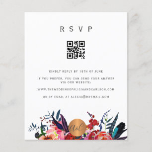 Prospectus 11,4 Cm X 14,2 Cm Invitation florale élégante avec QR CODE de budget