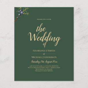 Prospectus 11,4 Cm X 14,2 Cm Invitation JUNIPER Green Gold Mariage moderne