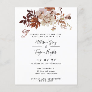 Prospectus 11,4 Cm X 14,2 Cm Invitation mariage de automne   Flyer budgétaire